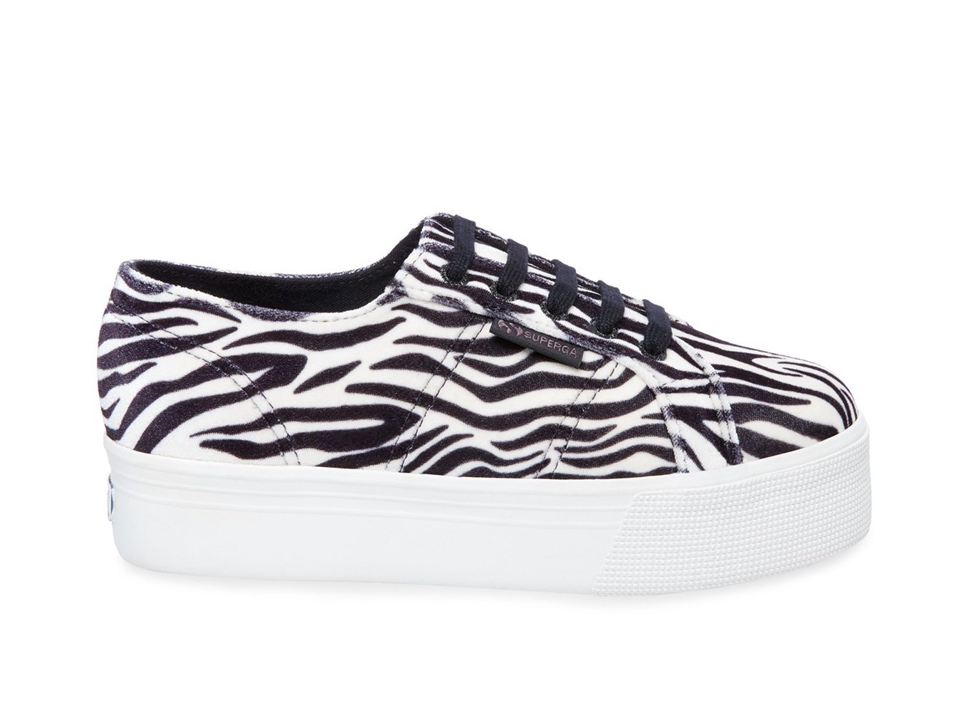 Superga Platform Womens - 2790 Fanvelvetw - Black/White - HJQTU3156